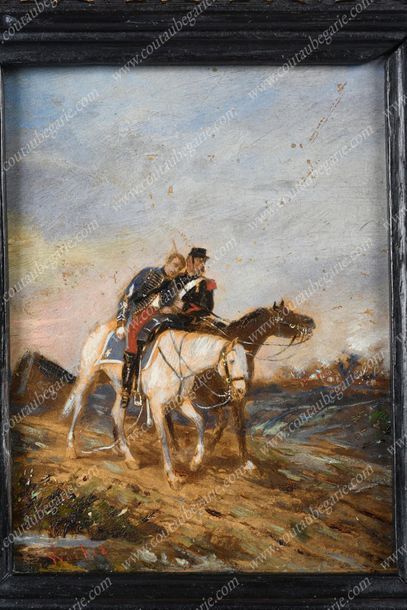 WALKER James-Alexandre (1829-1898) 
Hors de combat.
Huile sur panneau signée en bas...