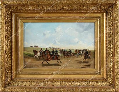PERBOYRE Paul-Émile (1851-1929) 
Passage of the troops.
Oil on panel signed lower...
