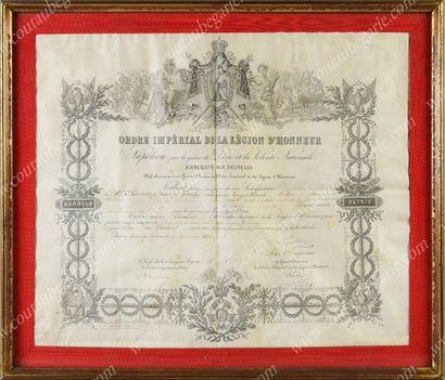 null DIPLOMA LEGION D'HONNEUR
Text printed on parchment, with handwritten inscriptions...
