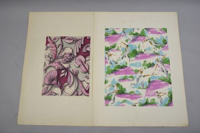 null Set of models of fashion fabrics, 1930-1970 approximately, gouache and ink on...