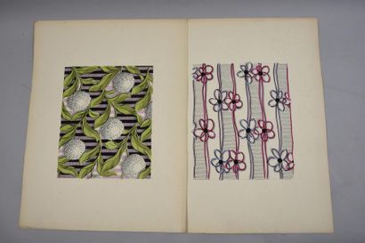null Set of models of fashion fabrics, 1950-1970 approximately, gouache on paper;...