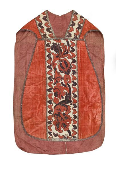 null Chasuble embroidered with counted stitches, Regency period, velvet with curly...