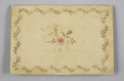 null Clutch bag, late 18th century, rigid pocket in cream taffeta painted on each...