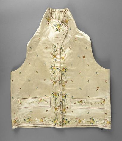 null Embroidered square waistcoat, circa 1800, straight-necked waistcoat in cream...