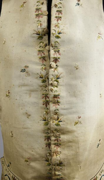 null Basque waistcoat, end of the 18th century, wholesale of towers of cream silk...