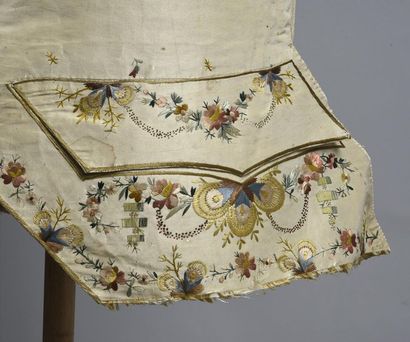 null Basque waistcoat, end of the 18th century, big of Tours cream embroidered polychrome...