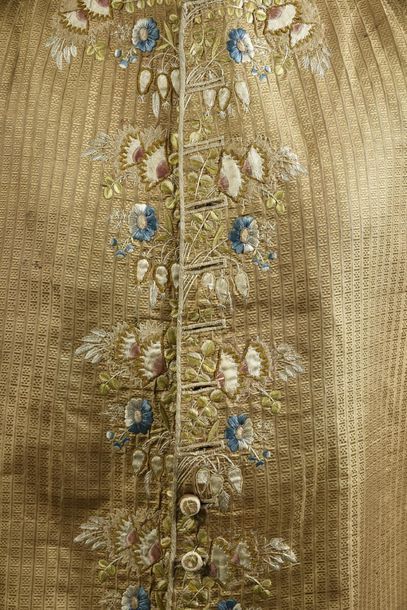 null Basque waistcoat, Louis XVI period, straight-necked waistcoat in peking of old...