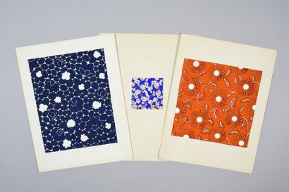 null Set of fabric models for fashion, 1950-1970 approximately, gouache and ink on...