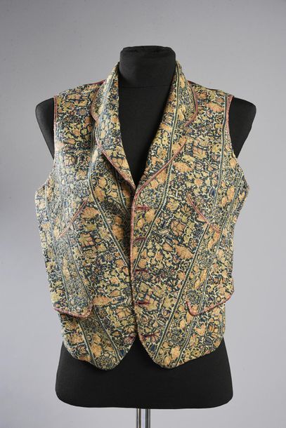null Men's waistcoat made of nakshe embroidery, France, Romantic period, polychrome...