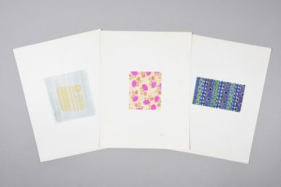 null Set of fabric models for fashion, mainly around 1970, gouache, ink and pencil...