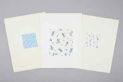 null Ensemble de maquettes d'étoffes pour la mode, 1950-1970 environ, gouache et...