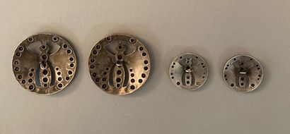 null Set of four buttons, circa 1900, two large and two small buttons with butterfly...
