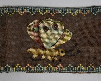 null Embroidered gauze entredeux, late 18th-early 19th century, decorated with butterflies,...