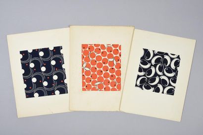 null A set of models of fashion fabrics, circa 1950-1960, gouache on paper; monochrome...