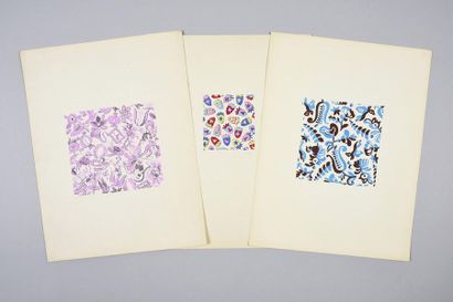 null Set of fabric models for fashion, 1940-1970 approximately, gouache on paper;...