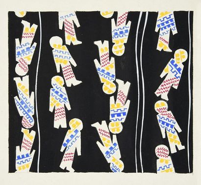 null Ensemble de maquettes d'étoffes pour la mode, 1940-1970 environ, gouache sur...