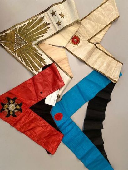 null A combination of four ritual scarves, Rosicrucian and Freemasonry, late nineteenth-early...