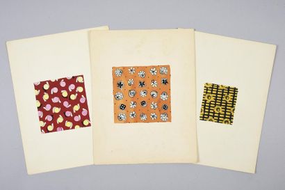 null Set of fabric models for fashion, 1950-1970 approximately, gouache on paper;...