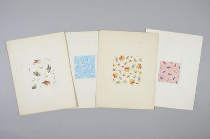 null Set of fabric models for fashion, 1950-1970 approximately, gouache on paper;...