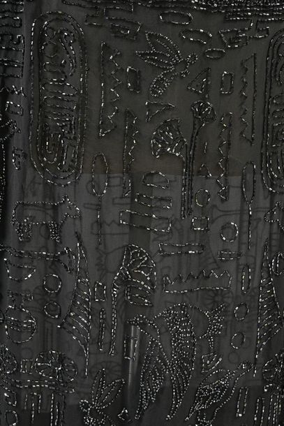 null Egyptian embroidered evening dress, circa 1923, sleeveless black silk crepe...