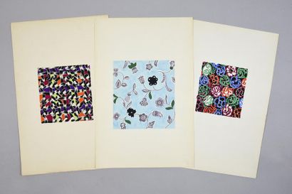 null Ensemble de maquettes d'étoffes pour la mode, 1950-1970 environ, gouache, encre...