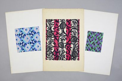 null Set of models of fashion fabrics, 1950-1970 approximately, gouache, ink and...