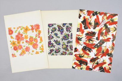 null Set of fabric models for fashion, 1950-1970 approximately, gouache, ink and...