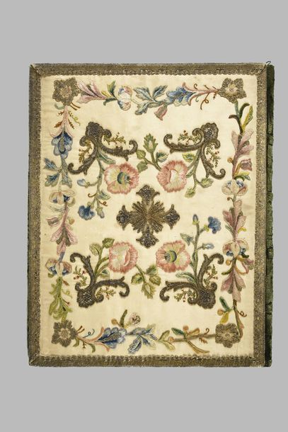 null Precious embroidered desk pad or binding, composite work, 18th-19th century,...
