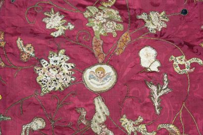 null Embroidery appliqué tablecloth, composite work, 17th and late 19th century,...