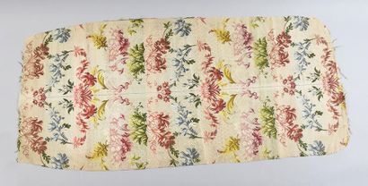 null Two river lampas, Lyon, circa 1750-1760, one brocaded with garlands of carnations...
