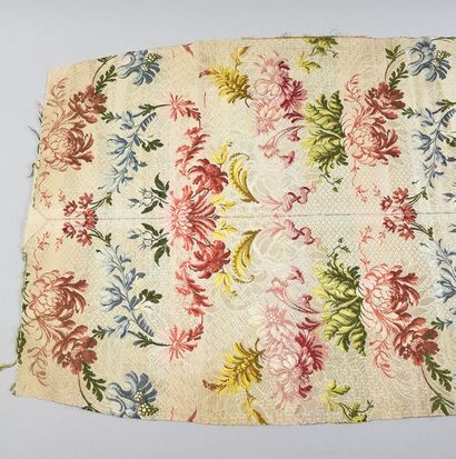 null Two river lampas, Lyon, circa 1750-1760, one brocaded with garlands of carnations...