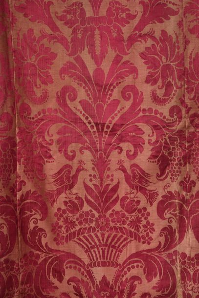 null Curtain panel and valance, first quarter of the 18th century, lampas fashioned...
