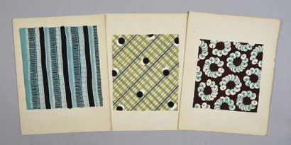 null Set of fabric models for fashion, 1940-1970 approximately, gouache on paper;...