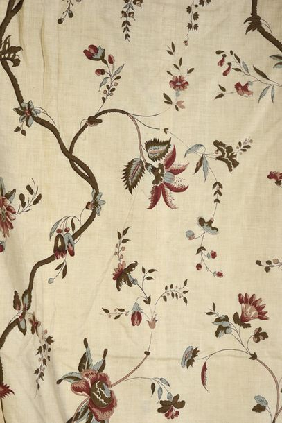 null Two curtains in Indian, 18th century early 20th century style, polychrome printing...