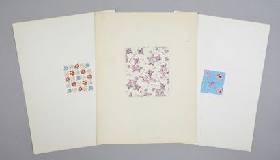 null Set of fabric models for fashion, 1940-1970 approximately, gouache on paper;...
