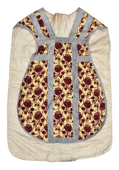null Chasuble, Italy, late 18th-early 19th century, chased crimson velvet on an old...