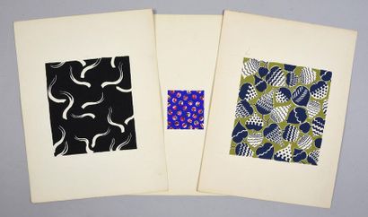 null Set of fabric models for fashion, 1940-1970 approximately, gouache and ink on...