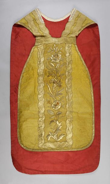 null Two embroidered chasubles, circa 1900, one cream with wholesale orphreys from...