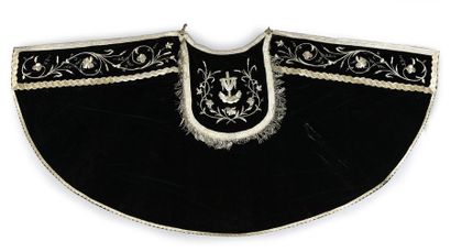 null Funeral cope, Second Empire, black silk velvet cope; orphreys embroidered in...