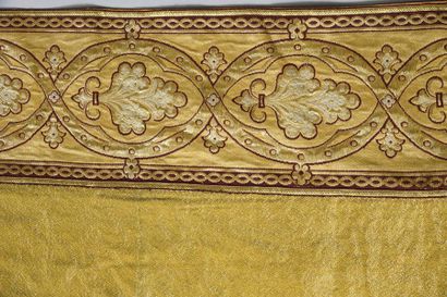 null End of the 19th-early 20th century, gold draped cope; neo-gothic orphreys in...