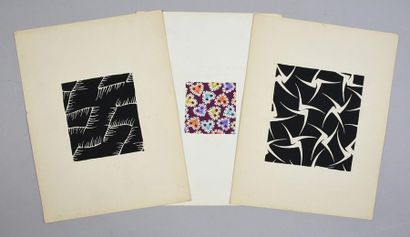 null Set of fabric models for fashion, 1940-1970 approximately, gouache and ink on...