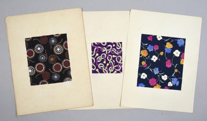 null Set of fabric models for fashion, 1940-1970 approximately, gouache and ink on...