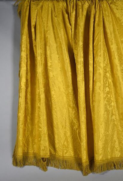 null Large yellow damask panel with buttercup, perhaps the quilt of an alcove bed...