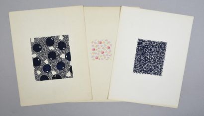 null Ensemble de maquettes d'étoffes pour la mode, 1940-1970 environ, gouache et...