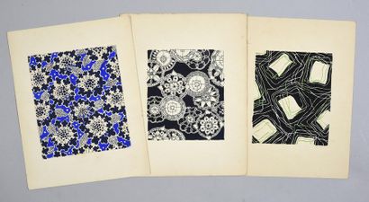 null Set of fabric models for fashion, 1940-1970 approximately, gouache and ink on...