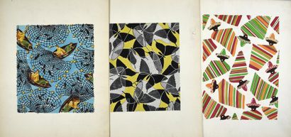 null A set of models of fashion fabrics, 1950-1970 approximately, gouache and ink...