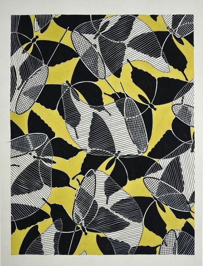 null A set of models of fashion fabrics, 1950-1970 approximately, gouache and ink...