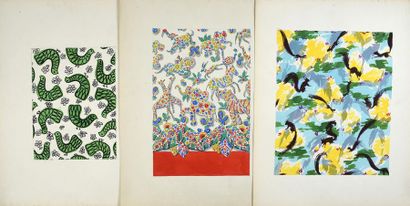null Set of fabric models for fashion, 1950-1970 approximately, gouache, ink and...