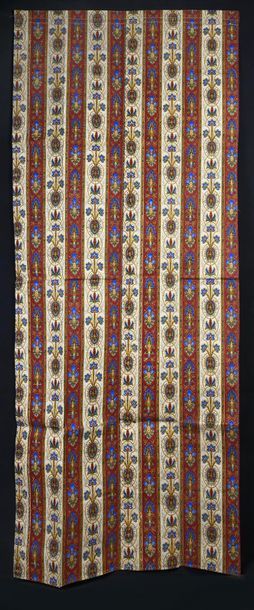 null Pair of printed paper demonstration curtains (?), probably from Alsace, circa...