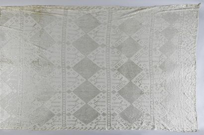 null Embroidered stole, Assiut, Egypt, ca. 1920-1930, black cotton fishnet embroidered...